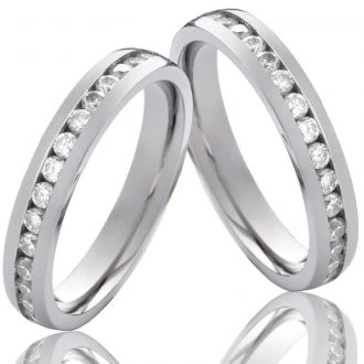 Edelstahlringe E092 mit Zirkonia und Gravur